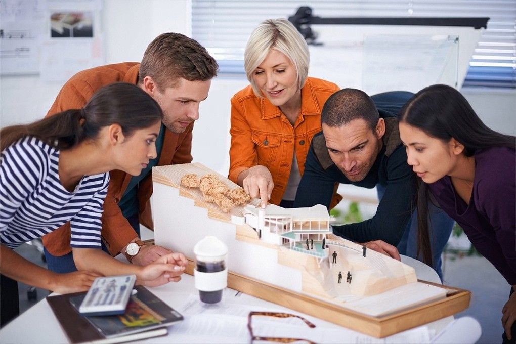 Project Management students participating in real-world project simulations