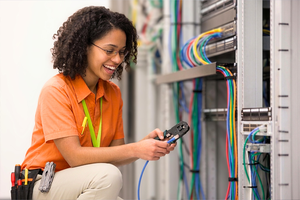 Telephone Communication Technician students in a fast-track training program